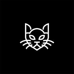 minimalist modern simple flat line art cute cat head face pet shop logo black and white vector