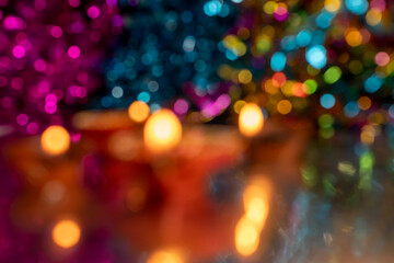 Colorful abstract bokeh lights in soft focus with different colors.