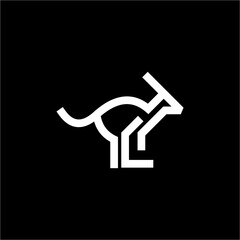 simple linear line art bold outline outline minimalist kangaroo