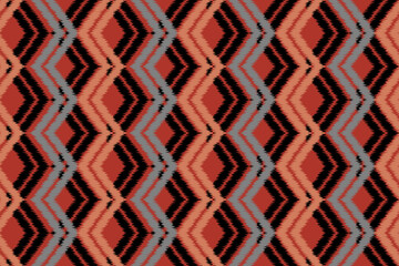 Ikat ethnic seamless pattern in tribal. Design for background, wallpaper, vector illustration, fabric, clothing, carpet, textile, batik, embroidery. Carpet ethnic pattern art.zigzag.