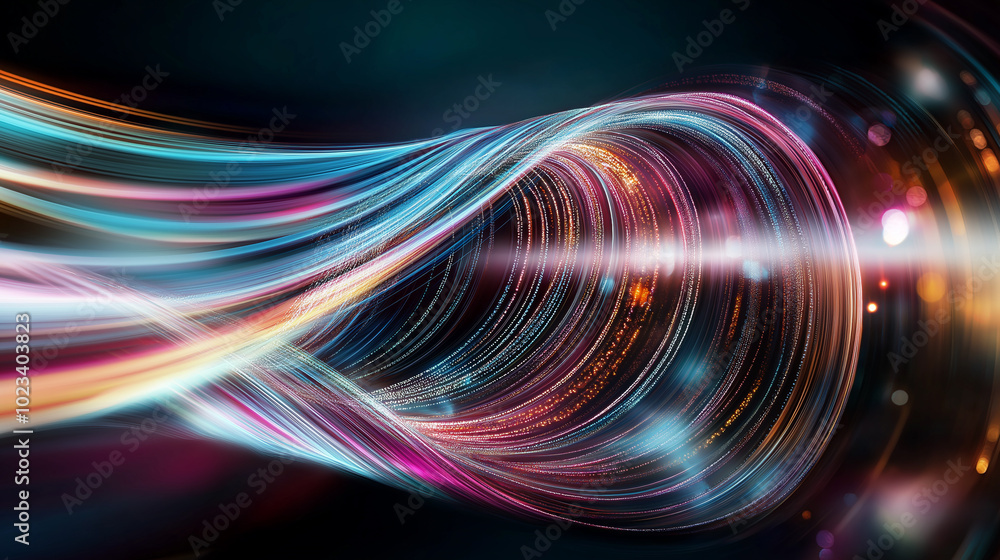 Poster abstract technological background with lines of neural networks and data transmission lines. bright 