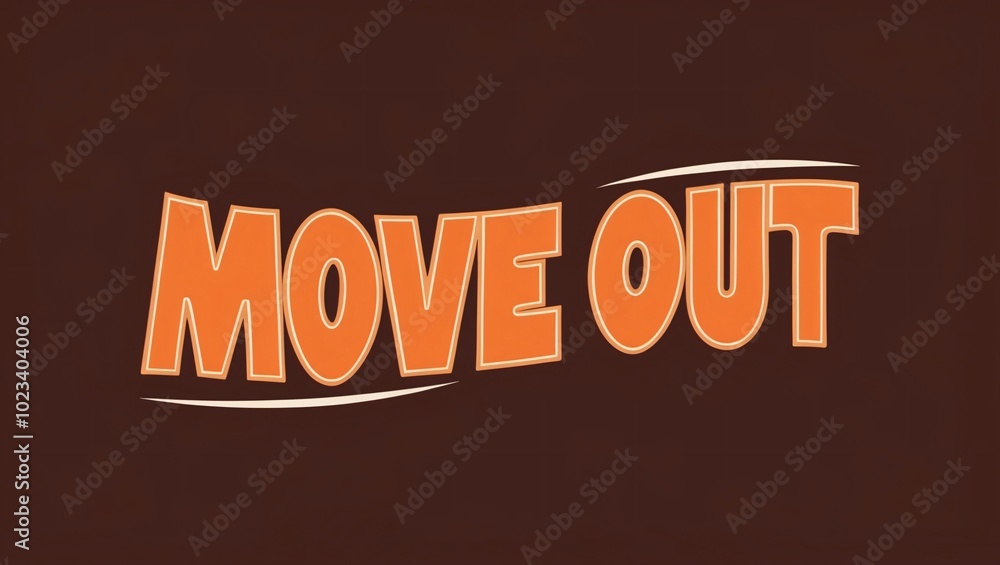 Poster dynamic 70s style move out design with curved fonts