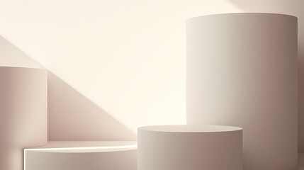 cylindrical podium with a matte white finish, softly illuminated from below, providing a clean, modern platform for any product to take center stage