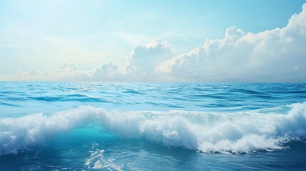 Ocean waves under bright blue sky