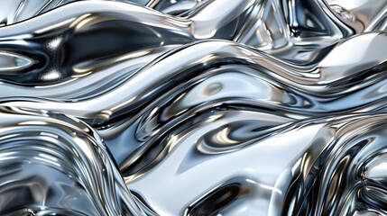 Abstract Wavy Metallic Surface with Reflective Highlights