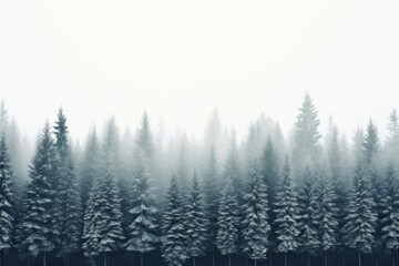 Obraz premium Snow forest treeline landscape backgrounds outdoors woodland.