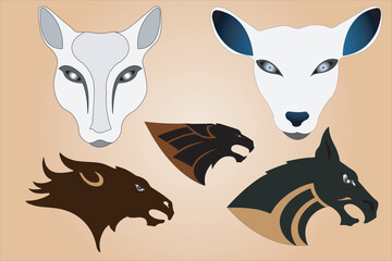 animal head vector icon with illustration