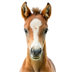 Fototapeta premium Cute little foal portrait isolated on transparent background