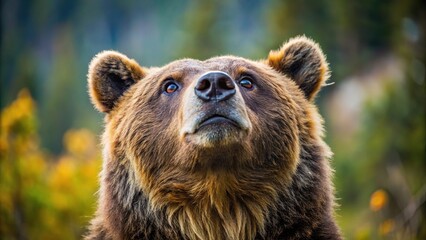 Obraz premium Grizzly bear staring intensely from above