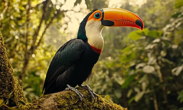toucan bird on a branch.