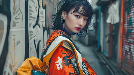 Exploring the Vibrant Unconventionality: Portrayal of a Young Woman Embracing the Ikakai Street Style in an Urban Setting