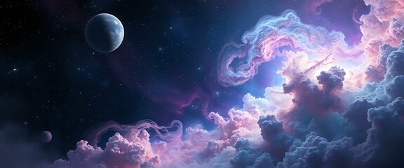 Obraz premium Cosmic Twilight: Planetary Dominance in the Night Sky