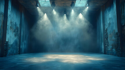 Grungy Concrete Room with Spotlights - 3D Render