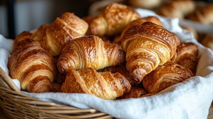 Freshly Baked Croissants in a Basket