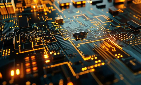 electronic circuit board close up. high resolution computer technology background. macro.