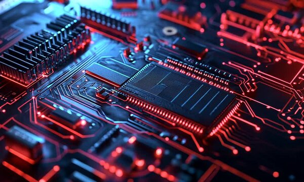 electronic circuit board close up. high resolution computer technology background. macro.