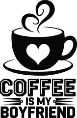 Obraz premium Coffee cup typography T shirt design vector silhouette style 