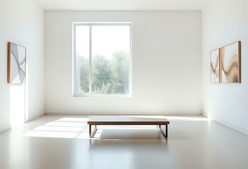 Fototapeta premium Minimalist White Room with Natural Light and Artwork
