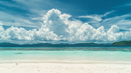 Fototapeta premium Copy space of summer vacation and holiday business travel concept with blue sky and white clouds.