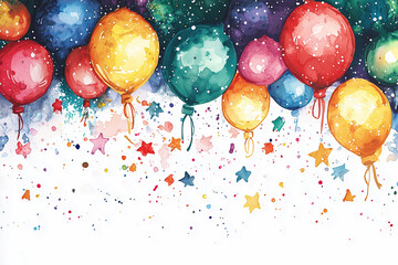 Happy New Year card background, color ink illustration