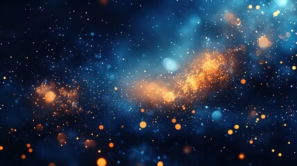 Dark blue background with glowing lights and bokeh, creating an atmosphere of mystery and magic, Generative Ai