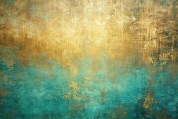 Grungy abstract background blending warm gold and cool teal tones with distressed textured overlay