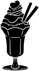 sundae illustration summer silhouette ice logo food icon dessert outline sweet cream vanilla snack chocolate cold scoop frozen flavor shape with vector graphic background