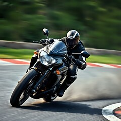 High-Speed Motorcycle Turn: Dynamic Action Shot