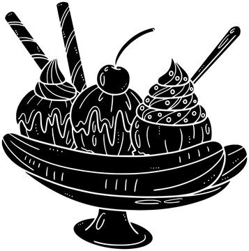 recommend clip art: sundae illustration summer silhouette ice logo food icon dessert outline sweet cream vanilla snack chocolate cold scoop frozen flavor shape with vector graphic background