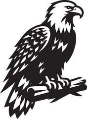 Obraz premium Bald eagle black drawing silhouette design