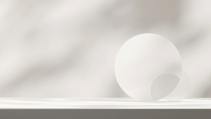 White minimal empty scene 3d rendering mockup template in landscape with circle backdrop