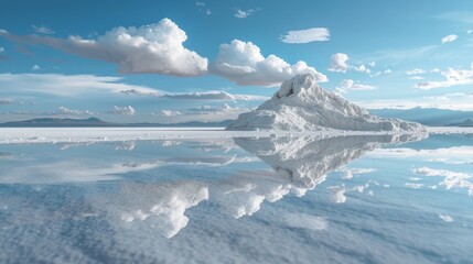 Serene Reflection Majestic Mountain Mirrored in Tranquil Lake