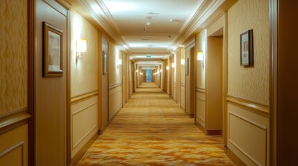 Empty Hotel Corridor Interior