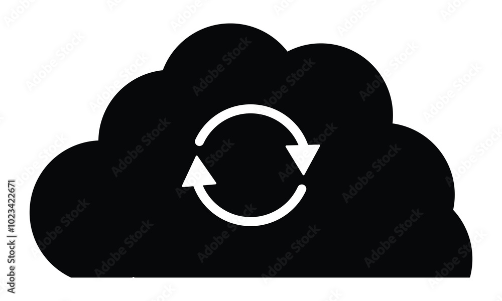 Poster refresh icon on cloud. cloud sync or cloud refresh with arrows isolated on white. try again icon ani