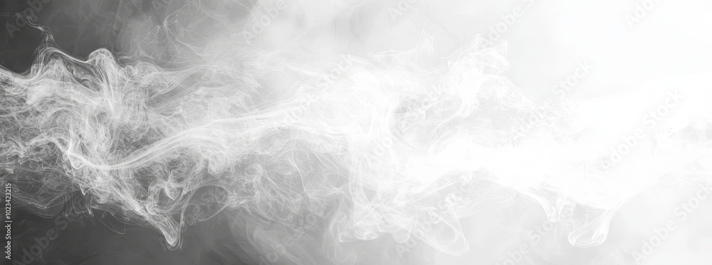 Poster Cloud or smoke on transparent background that looks real. PNG image of a realistic white cloud or smoke.