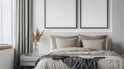 Modern Minimalist Bedroom with Neutral Colors and Simple Decor, Cozy and Elegant Interior Design, Stylish Home Space, Generated AI