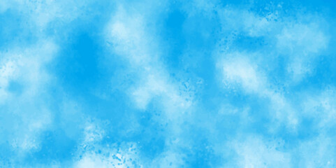 Vector blue watercolor art background with white clouds and blue sky. Light sky blue shades watercolor background. Sky Nature Landscape Background. sky background with white fluffy clouds. panorama.