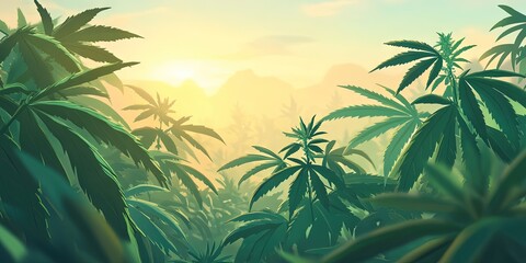 Naklejka premium 2D animated cartoon cannabis crop, 