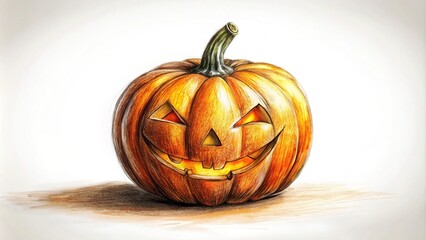 Halloween pumpkin sketch on white background