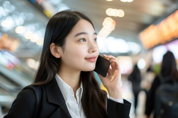 Businesswoman electronics dimples female.