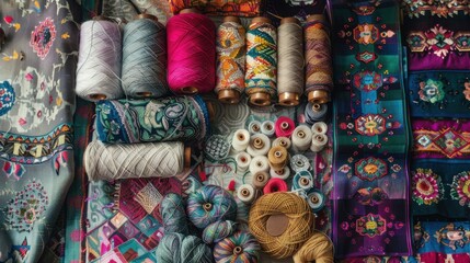 Colorful Threads and Fabrics for Creative Projects