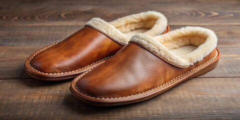 Handcrafted leather slippers with wool lining