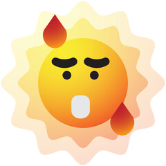 Sad Sun Emoji, Bad Mood Sun Emotion Icon Illustration