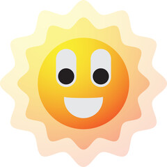 Smile Sun Emoji, Happy Sun Emotion Emoticon Icon Illustration