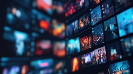 Collage of colorful abstract images on digital screens.