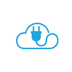 Cloud plug electric logo vector symbol design illustration