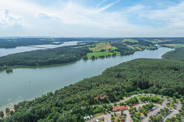 Ausblick auf das Fränkische Seenland bei Enderndorf am Damm zwischen Brombachsee und Igelsbachsee