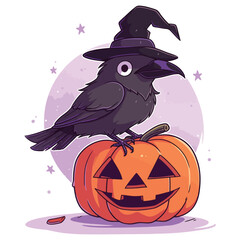 Cute Crow Illustration for Halloween