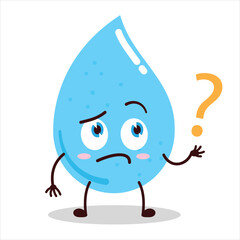 cute curious expression of water drop cartoon character