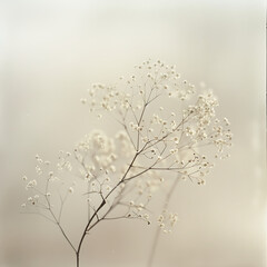 Delicate White Flowers Branch - Nature Photography, Spring bouquet minimalist wallpaper on soft white blurred background , Gypsophila white flowers


